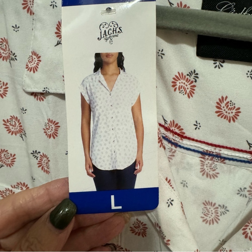 Jachs Girlfriend - size Large - cotton / rayon button up sleeveless top NWT - Picture 6 of 6